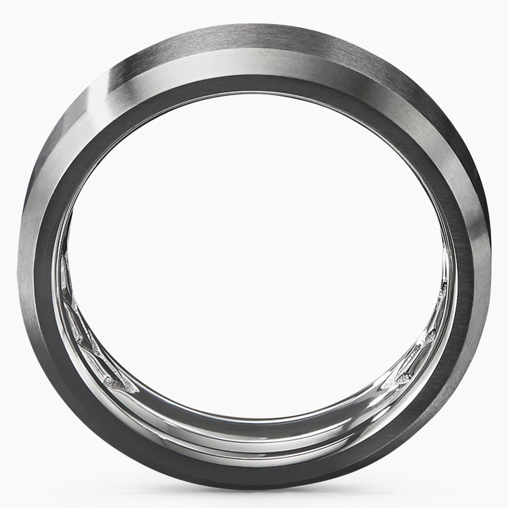 David Yurman Beveled Wedding Band Ring Grey Titanium 6mm Size 10